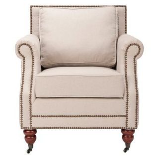 Club Chair: Upholstered Chair: Safavieh Karsen Club Chair Beige