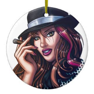 Smoking Gangster Girl Christmas Tree Ornaments