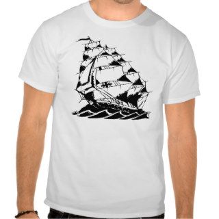 Olds Skool Tattoo Sailing Ship Navy T shirts