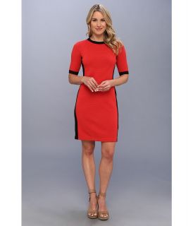 Karen Kane Textured Stripe Contrast Dress Womens Dress (Red)