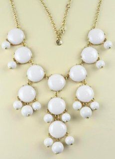New Women Bubble Bib Statement Fashion Chain Necklace off white Jewelry