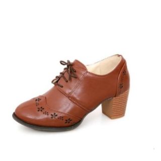 Charm Foot Fashoin Womens Low Heel Lace up Oxfords Shoes Casual Shoes Shoes