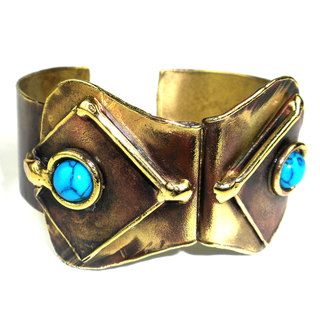 Handmade Folded Turquoise Cuff (South Africa) Global Crafts Bracelets