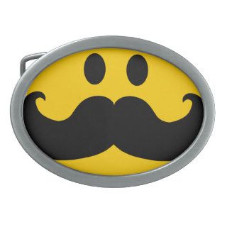 Mustache Smiley Oval Belt Buckle