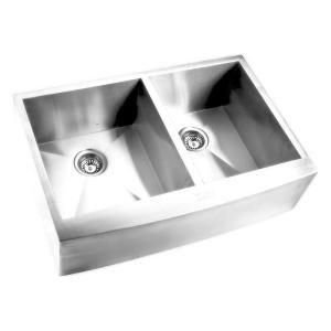 Yosemite Home Decor Apron Front Stainless Steel 33x22x10 0 Hole 50/50 Double Bowl Kitchen Sink in Satin MAGC3320DAP