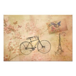 Romantic Vintage Paris in Spring Collage Photo Print
