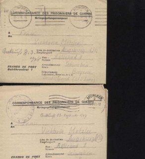 2 Kriegsgefangenenbriefe einmal mit Antwortteil eines deutschen Soldaten 1947/48 aus dem franzsischen Lager 173 Castres und 161 Larzac nach Augsburg mit Zensur: unbekannt: Bücher