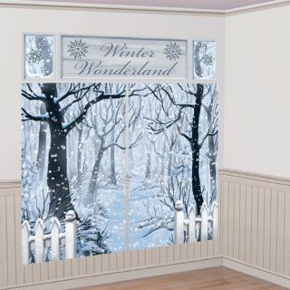 Wandtattoo: Wanddekoration, Winterlandschaft, bedruckte Folie, 190 cm x 165 cm: Küche & Haushalt