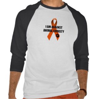 Against Animal Cruelty Orange Awareness Ribbon Tee Shirts