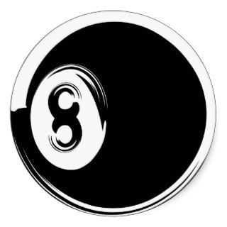 8 Ball Eight Ball Pool Billiards Round Stickers