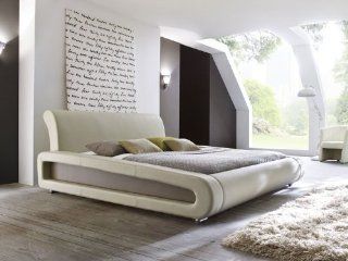 Polsterbett beige Bett 180x200 Bettgestell Kunst Lederbett Singlebett Doppelbett Designerbett Blain: Küche & Haushalt