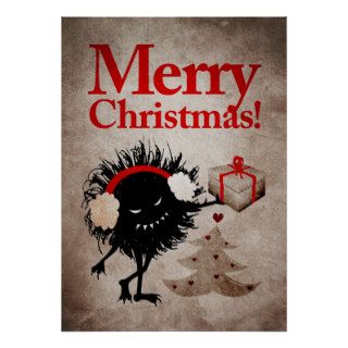 Evil Bug Gives Present Merry Christmas Posters