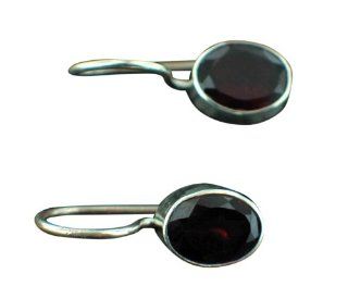Sterling Silver Gemstone Earrings   Garnet (3ctw): Jewelry