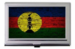 New Caledonia Flag Brick Wall Design Business Card Holder : Office Products