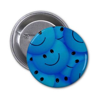 Fun Cool Happy Blue Smiley Faces Pins