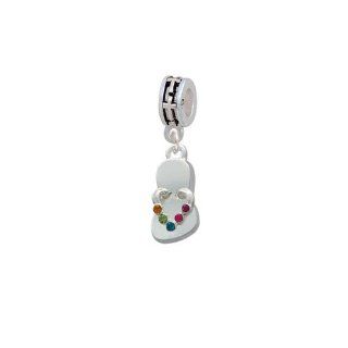 Multicolored Crystal Flip Flop European Silver Cross Charm Dangle Bead: Delight Jewelry: Jewelry