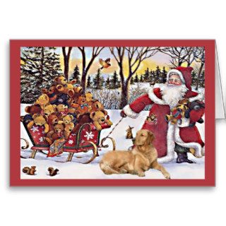 Golden Retriever  Christmas Card Santa Bears6