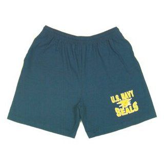 Running Shorts Navy Seals   Navy   Yellow Imprint S : Athletic Shorts : Sports & Outdoors