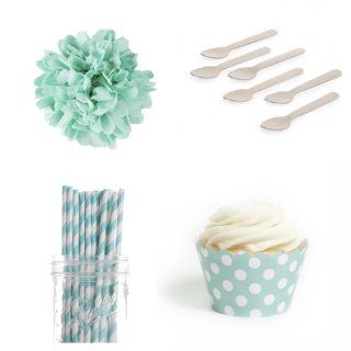 Dress My Cupcake Dessert Table Party Bundle, Standard, Diamond Blue Polka Dots: Kitchen & Dining