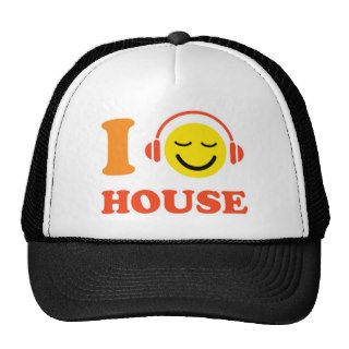 I love house music smiley face with headphones hat