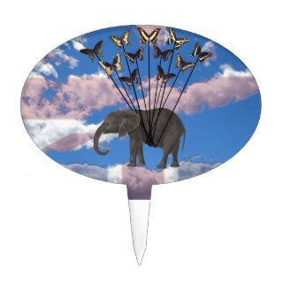Vintage Steampunk Gifts Elephant and Butterflies Cake Pick