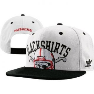 NCAA adidas Nebraska Cornhuskers Blackshirts Arch Logo Snapback Hat   White/Black: Clothing