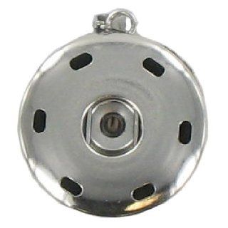 Eligo Jewellery Silver Plated Stainless Steel Medium Chunk Pendant for Necklace compatible with Eligo 18mm Chunks Click button: Jewelry