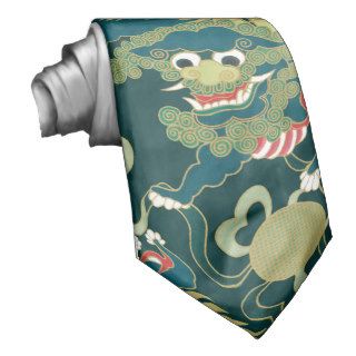 Japanese Foo Dog Tattoo Art Tie