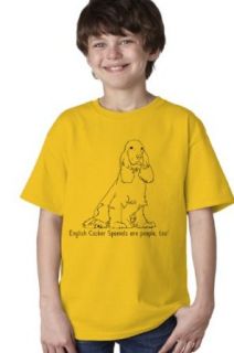 ENGLISH COCKER SPANIELS ARE PEOPLE TOO Yellow Youth Unisex T shirt / Dog Owner & Lover Tee Novelty T Shirts Clothing