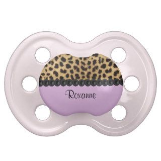 Personalized Pearl And Leopard Light Pink Pacifier