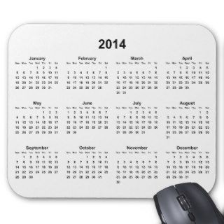 White and Black 2014 Calendar Mousepad