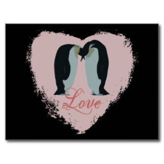 Penguin Love Heart Postcard
