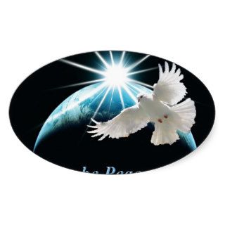 Peace on Earth Dove Holiday Christmas Oval Sticker