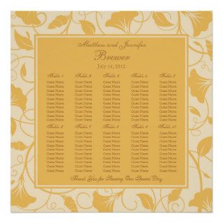 Yellow Square Wedding Reception Seating Chart Posters