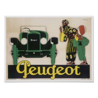 Peugeot Vintage Touring Car Art Poster