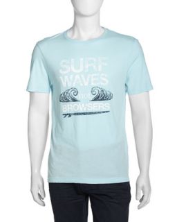 Surf Print Jersey Tee, Crystal Blue