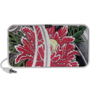 Peony Flower and Butterfly Tattoo Design iPhone Speaker