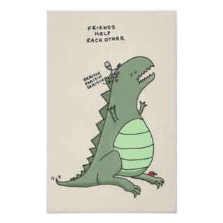 godzilla and an alien: friends help each other posters
