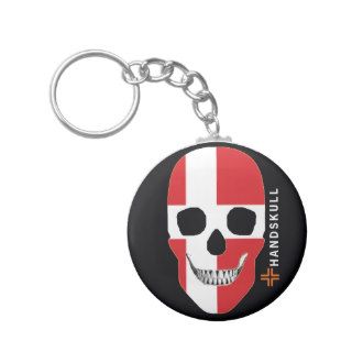 HANDSKULL Denmark,Happy skull,Denmark flag Key Chain