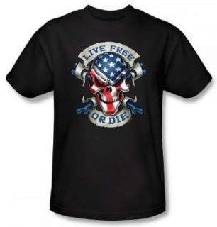 Lethal Threat Live Free Skull Black Adult Shirt LTD117 AT: Fashion T Shirts: Clothing