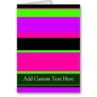 Pink/Green Neon Stripes Greeting Card