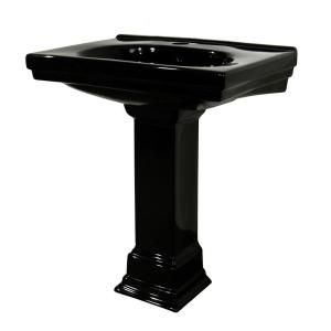 Foremost Structure Vitreous China Pedestal Bathroom Basin Combo in Black FL 1950 SBK