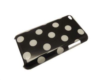 White PolkDots on black Plastic Case Apple ITouch 4, iPod ITouch 4 4th Generation Case Cover Hard Phone Case Snap on Cover Rubberized Touch Faceplates: Cell Phones & Accessories