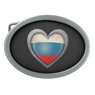 Russian Heart Flag with Metal Effect Belt Buckles