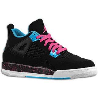 Girls Air Jordan 4 Retro   Black/Vivid Pink/Dynamic Blue/White (6.5): Basketball Shoes: Shoes