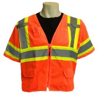 Global Glove GLO 147 FrogWear Class 3 Front Mesh Safety Vest with 3M Reflective Fabric, 4X Large, Orange (Case of 50)