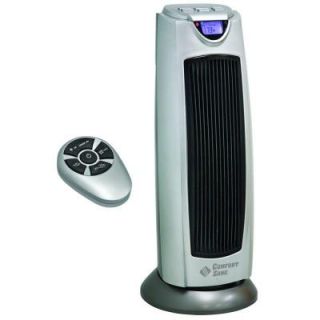 Comfort Zone 9 in. 1500 Watt Digital Ceramic Oscillating Electric Tower Heater with Fan and Remote DISCONTINUED CZ499R