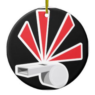 WHISTLE BLOWING CARTOON CAUSES ALERT WARNING   LIS CHRISTMAS ORNAMENT