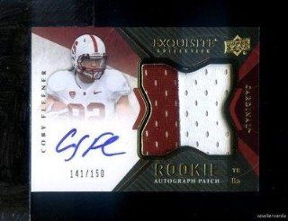 Coby Fleener Signed Jersey   AZ7 2012 UD Exqusite Rookie Patch 141 150   NFL Autographed Game Used Cards: Sports Collectibles