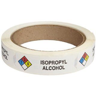 Roll Products 163 0012 Litho Removable Adhesive HMIG Label with 4 Color Imprint, Isopropyl Alcohol, 2 1/2" Length x 3/4" Width, For Identifying and Marking, White (Roll of 250): Industrial & Scientific